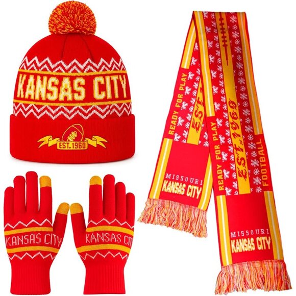 Vintage Beanie Hat Gloves Scarf Set Mens Warm Breathable Knit Gift